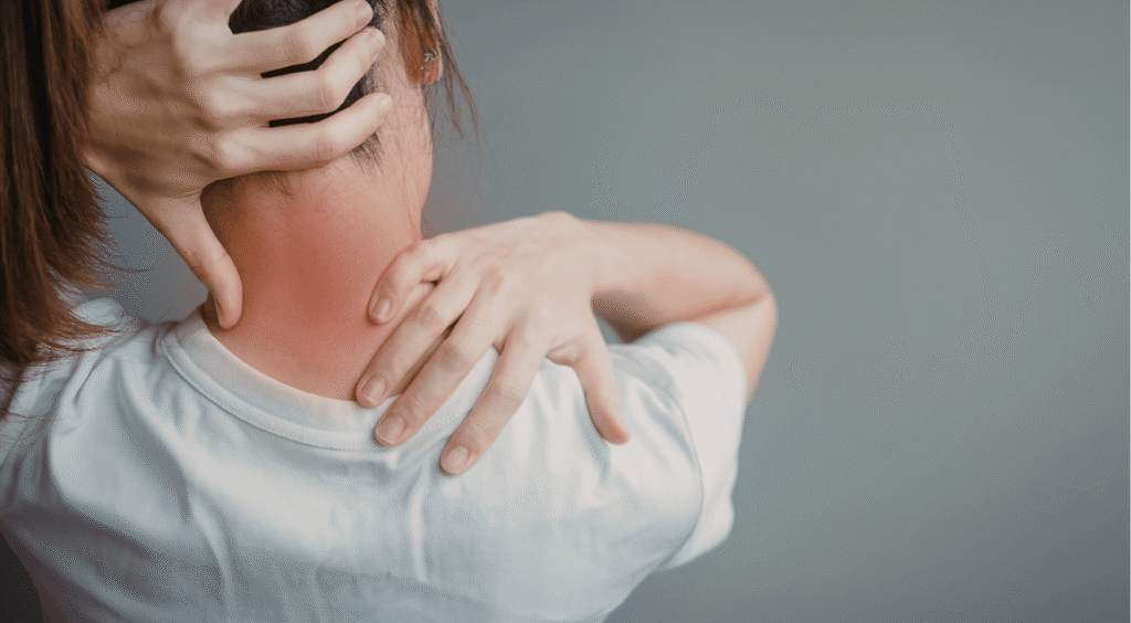 A woman experiencing cervicogenic headaches and muscle tension, seeking professional posture assessment in Indore to identify the root cause of her neck pain.